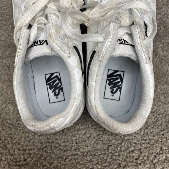 Vans Old School Slip On Lace Up White on White Checkerboard Youth US Size 3 - Picture 8 of 9